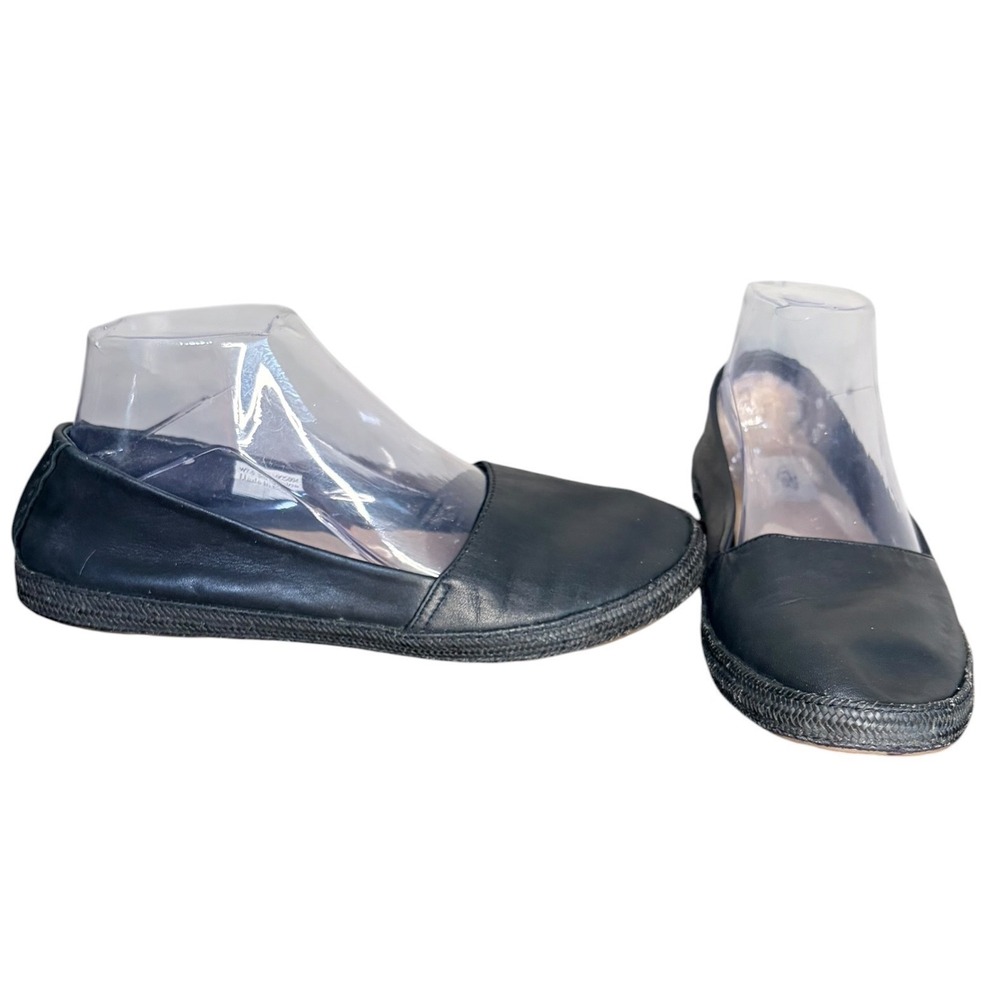 UGG Black Leather Ballet Flat Braided‎ Trim Slip On Women's Size 7.5